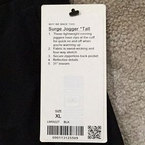 NWT Lululemon Men’s XL Tall Surge Jogger